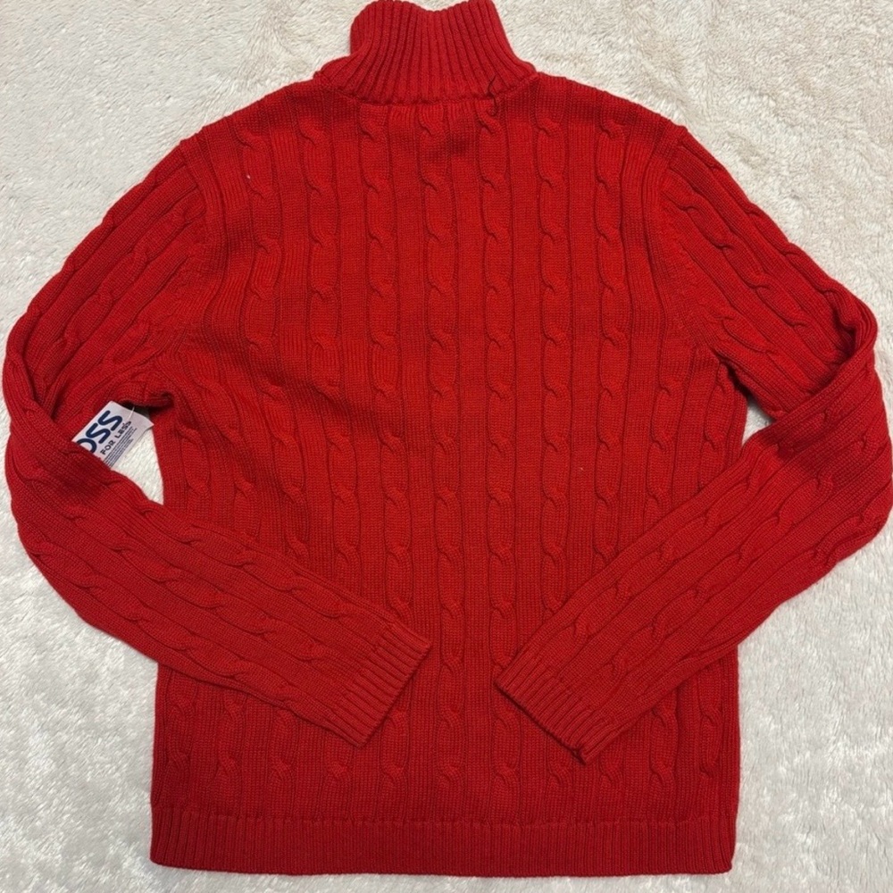 Chaps Red Zip-Up Cable Knit Sweater - Picture 6 of 7